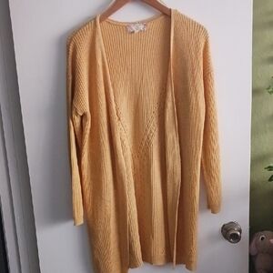 Pink Rose Mustard Open-Front Cardigan